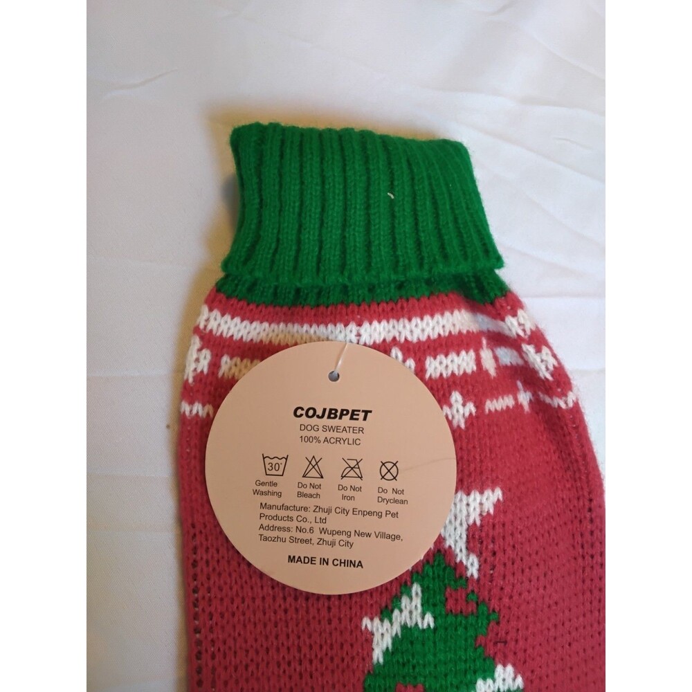 Cojbpet Christmas Dog Sweater Red/Green/White Knit Winter Apparel Size Small New